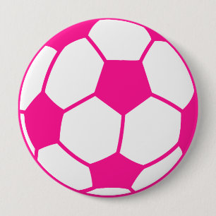 ホットピンクサッカーボール 缶バッジ