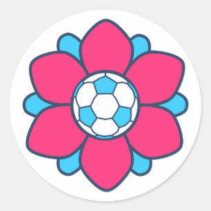 ホットピンクサッカー女子 ラウンドシール
