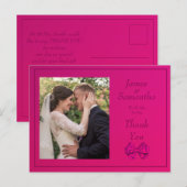 ホットピンクサテンボウ – ありがとう ポストカード (正面/裏面)