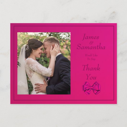 ホットピンクサテンボウ – ありがとう ポストカード (正面)