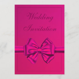 ホットピンクサテン結婚ボウ 招待状