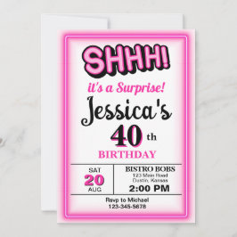 ホットピンクサプライズパーティー誕生日 招待状