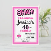 ホットピンクサプライズパーティー誕生日 招待状 (スタンド正面)