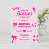 ホットピンクサマーガールバースデーパーティー 招待状 (スタンド正面)