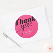 ホットピンクサンキューパーティー好意ステッカー ラウンドシール (封筒)
