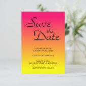 ホットピンクサンゴと黄色グラデーション日付を保存 招待状 (スタンド正面)