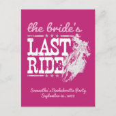 ホットピンクザ花嫁の最後のライド招待状はがき ポストカード (正面)