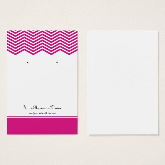 ホットピンクシェブロンカスタムイヤリングディスプレイカード (正面&裏面)