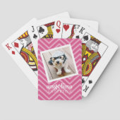 ホットピンクシェブロンパターン名前をカスタムする トランプ (裏面)