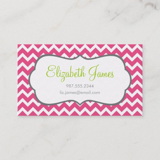 ホットピンクシェブロン 名刺 (正面)