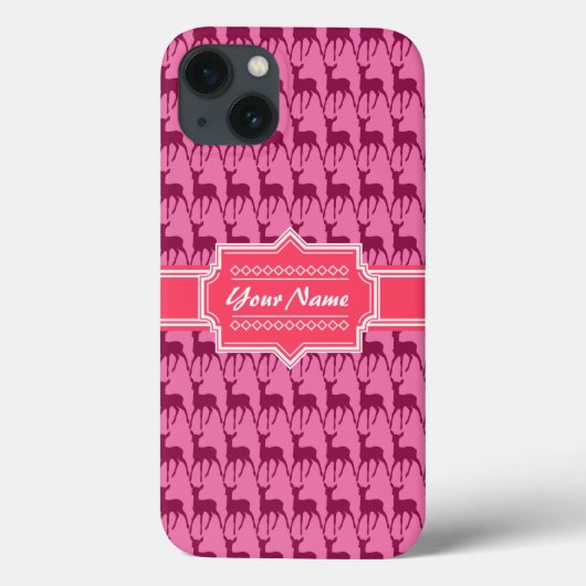 ホットピンクシカパーソナライズされた名 Case-Mate iPhoneケース (裏面)