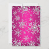 ホットピンクシルバースノーフレークスウィート16招待状 招待状 (裏面)