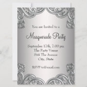 ホットピンクシルバーマスクマスカレードボールパーティー 招待状 (裏面)