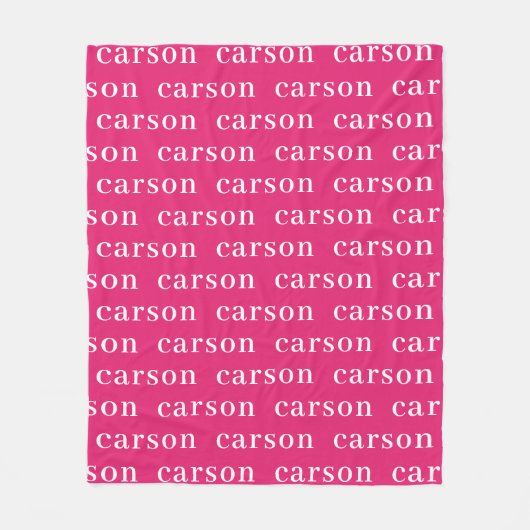 ホットピンクシンプルのパーソナライズされた繰り返し名 フリースブランケット (正面)