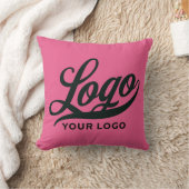 ホットピンクシンプルのビジネスロゴ会社ブランドイベント クッション (ブランケット)