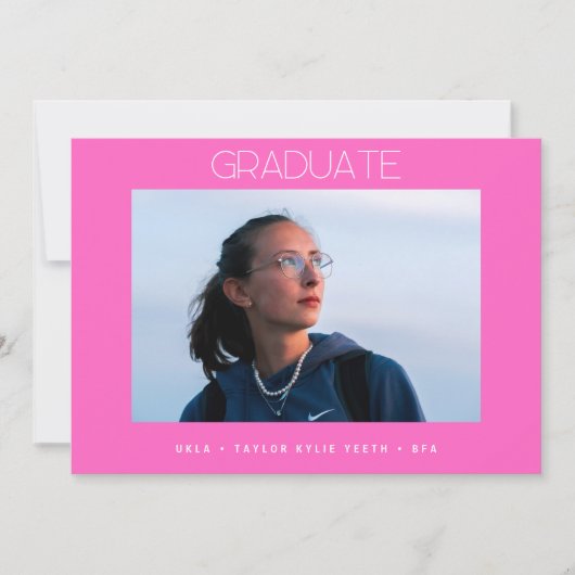 ホットピンクシンプルク大学院の写真研究員 案内状 (正面)