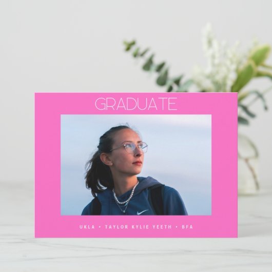 ホットピンクシンプルク大学院の写真研究員 案内状 (スタンド正面)