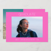 ホットピンクシンプルク大学院の写真研究員 案内状 (正面/裏面)