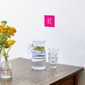 ホットピンクシンプルモノグラ実在ム金ゴールド 箔ポスター (レイダウン (キッチン))