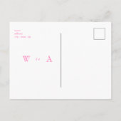 ホットピンクシンプル文字のみ結婚式の日付を保存An ポストカード (裏面)