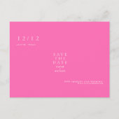 ホットピンクシンプル文字のみ結婚式の日付を保存An ポストカード (正面)