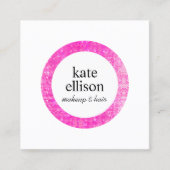 ホットピンクシークイン美容師美しいサロンホワイト スクエア名刺 (正面)