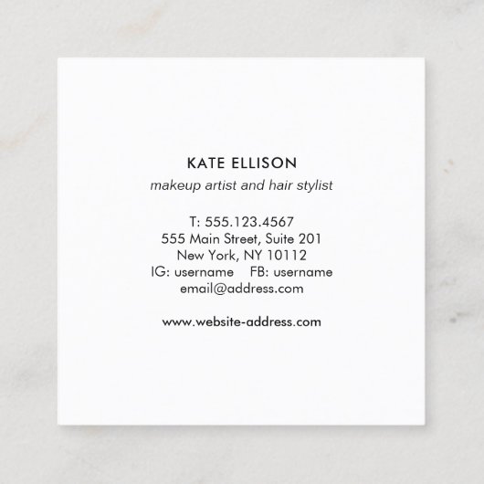 ホットピンクシークイン美容師美しいサロンホワイト スクエア名刺 (裏面)