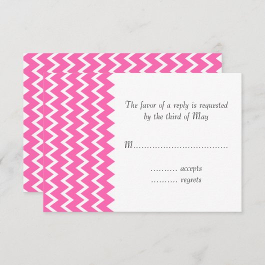 ホットピンクジグザグパターン 出欠カード (正面/裏面)