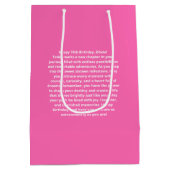 ホットピンクスウィート16ハッピーバースデー名 ミディアムペーパーバッグ (裏面)