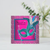 ホットピンクスウィート16マスカレードパーティー 招待状 (スタンド正面)