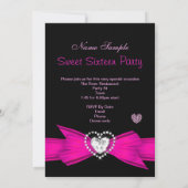 ホットピンクスウィート16誕生日ダイヤモンドティアラ2 招待状 (裏面)