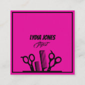 ホットピンクスクウェアQRコード付き名刺 スクエア名刺 (正面)