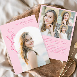 ホットピンクスクリプト大学院写真卒業 招待状