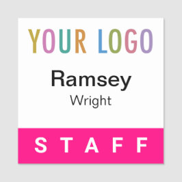 ホットピンクスタッフバッジイベントロゴ角形名ピン 名札