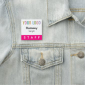 ホットピンクスタッフバッジイベントロゴ角形名ピン 名札 (インサイチュ)