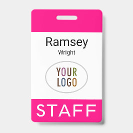ホットピンクスタッフ名バッジクリップリールランヤード バッジ