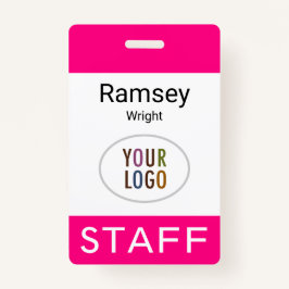 ホットピンクスタッフ名バッジクリップリールランヤード バッジ