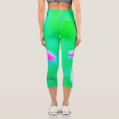 ホットピンクスターガーザーリリオンターコイズとグリーン カプリレギンス (裏面)