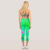 ホットピンクスターガーザーリリオンターコイズとグリーン カプリレギンス (裏面)