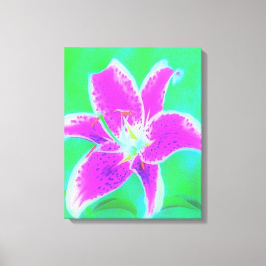 ホットピンクスターガーザーリリオンターコイズとグリーン キャンバスプリント (正面)