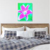 ホットピンクスターガーザーリリオンターコイズとグリーン キャンバスプリント (インサイチュ (寝室))