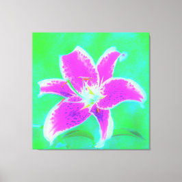 ホットピンクスターガーザーリリオンターコイズとグリーン キャンバスプリント