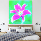 ホットピンクスターガーザーリリオンターコイズとグリーン キャンバスプリント (インサイチュ (寝室))