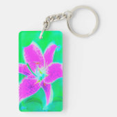 ホットピンクスターガーザーリリオンターコイズとグリーン キーホルダー (裏面)