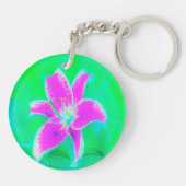 ホットピンクスターガーザーリリオンターコイズとグリーン キーホルダー (裏面)