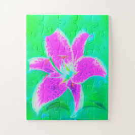 ホットピンクスターガーザーリリオンターコイズとグリーン ジグソーパズル