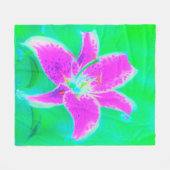 ホットピンクスターガーザーリリオンターコイズとグリーン フリースブランケット (正面(横))