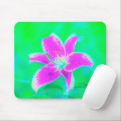 ホットピンクスターガーザーリリオンターコイズとグリーン マウスパッド (マウス)