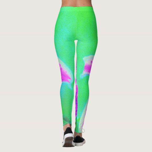 ホットピンクスターガーザーリリオンターコイズとグリーン レギンス (裏面)