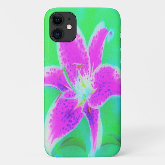 ホットピンクスターガーザーリリオンターコイズとグリーン Case-Mate iPhoneケース (裏面)
